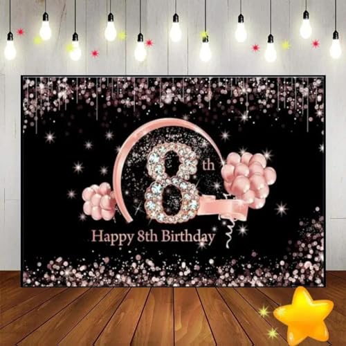 Alles Gute zum 8. Geburtstag Prinz Hintergrund für Fotografie Golden Boy oder Mädchen Spiel geboren Requisiten Dekoration Foto Rot Baby Banner 350x230cm