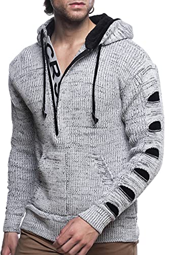 Karl's People Herren Kapuzen Pullover mit Reißverschluss und Kängurutasche K-116 grau XXL