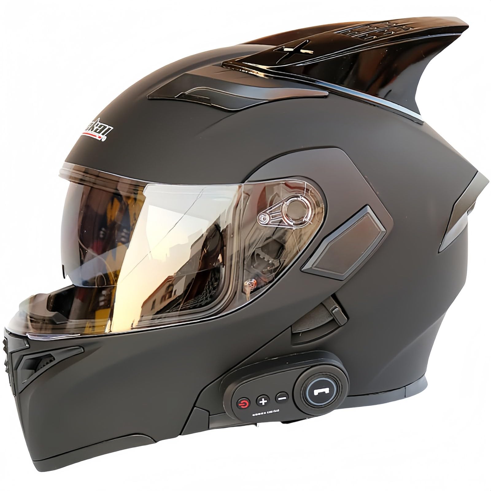 Integrierter Modularer Bluetooth-Motorradhelm Für Herren, ECE-Zertifiziert, Motorradhelm Mit ABS-Schale, Straßenmoped-Motorradhelm Für Männer Und Frauen F,XXL63-64CM