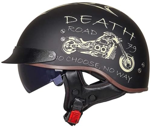 EBAYIN Halbhelme Jethelme Brain - Cap Cruiser Chopper Scooter Pilot Jet Helm DOT+ECE Zertifizierte Persönlichkeit Retro Harley Motorradhelm,D-M=（57~58cm）