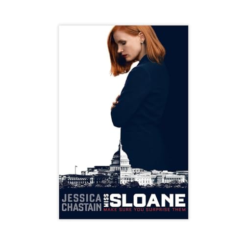 biegzc Filmposter, Motiv: Miss Sloane (2016), Leinwandposter, Wandkunst, Dekordruck, Bild, Gemälde für Wohnzimmer, Schlafzimmer, Dekoration, 40 x 60 cm