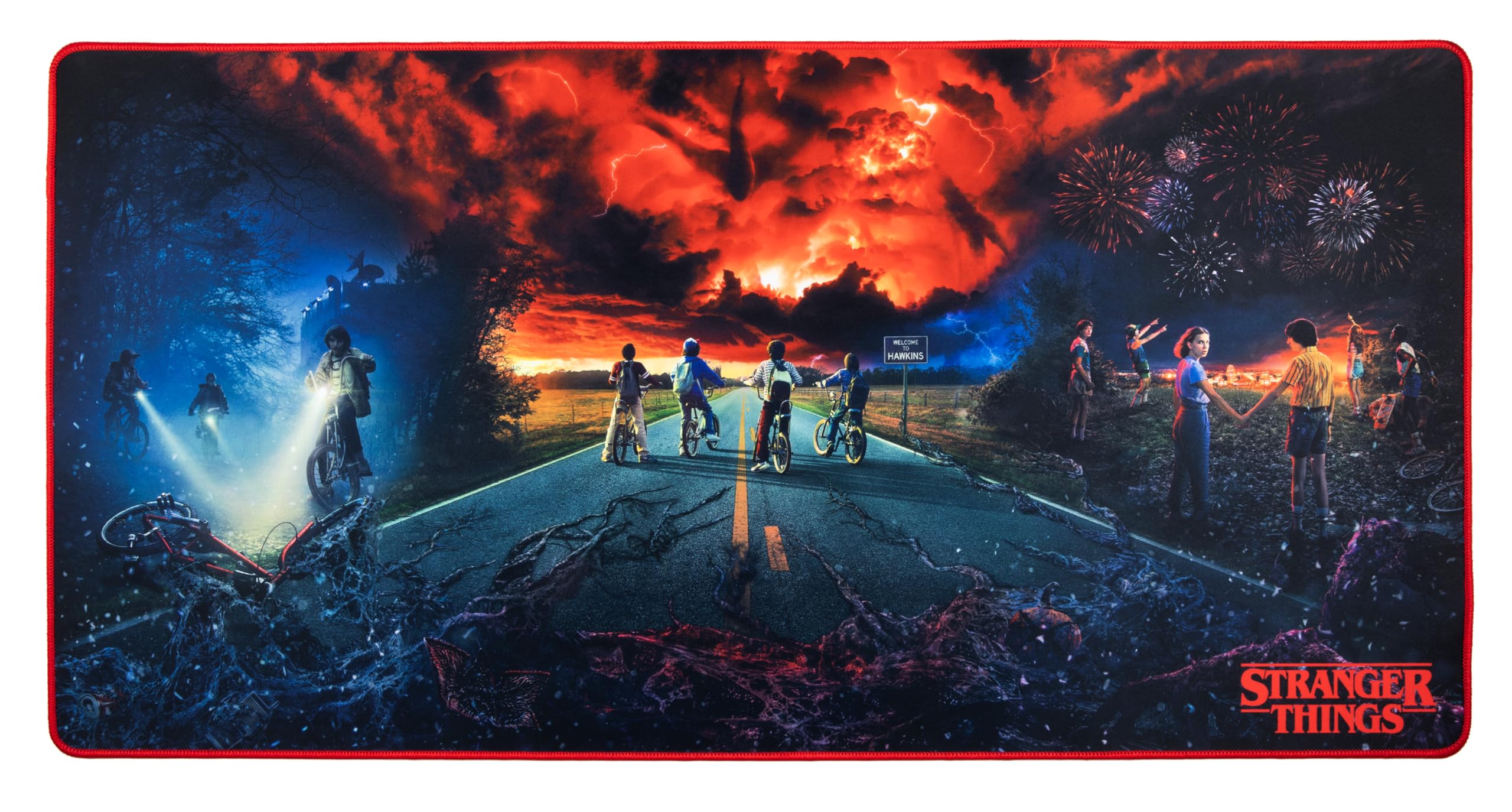 Konix Stranger Things Gaming - Mauspad XXL 90 x 46 cm - rutschfeste Mikrofaser-Oberfläche - Gummi - Motiv Der Gedankenflayer