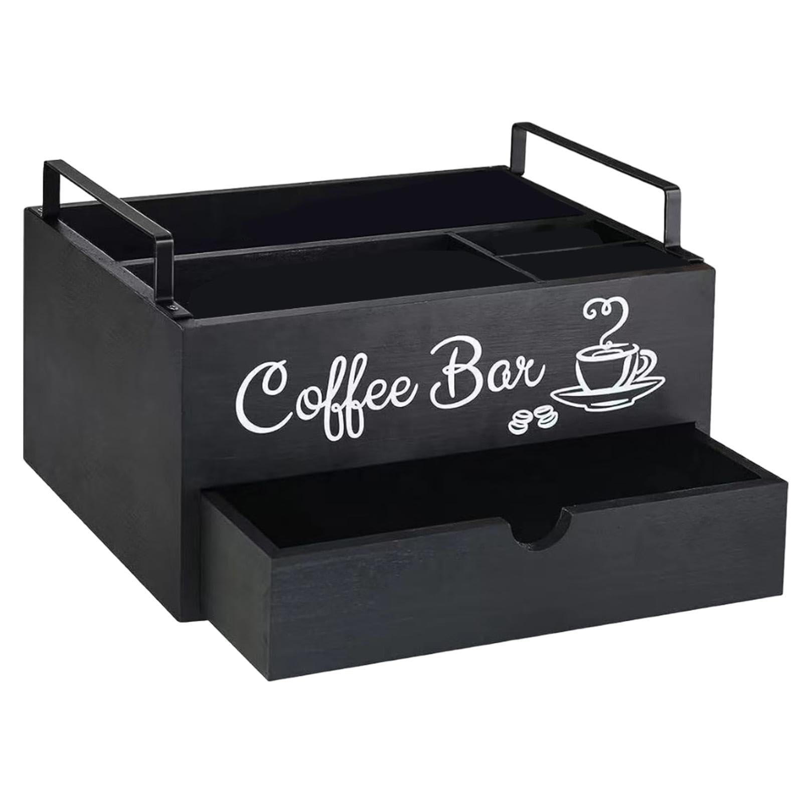 Kaffeestation-Organizer, Kaffee-Gewürz-Halter, Kaffee- und Teestation, Holz-Kaffeekapsel-Halter, Aufbewahrungskorb, Kaffee- und Tee-Gewürz-Aufbewahrungs-Organizer für Zuhause