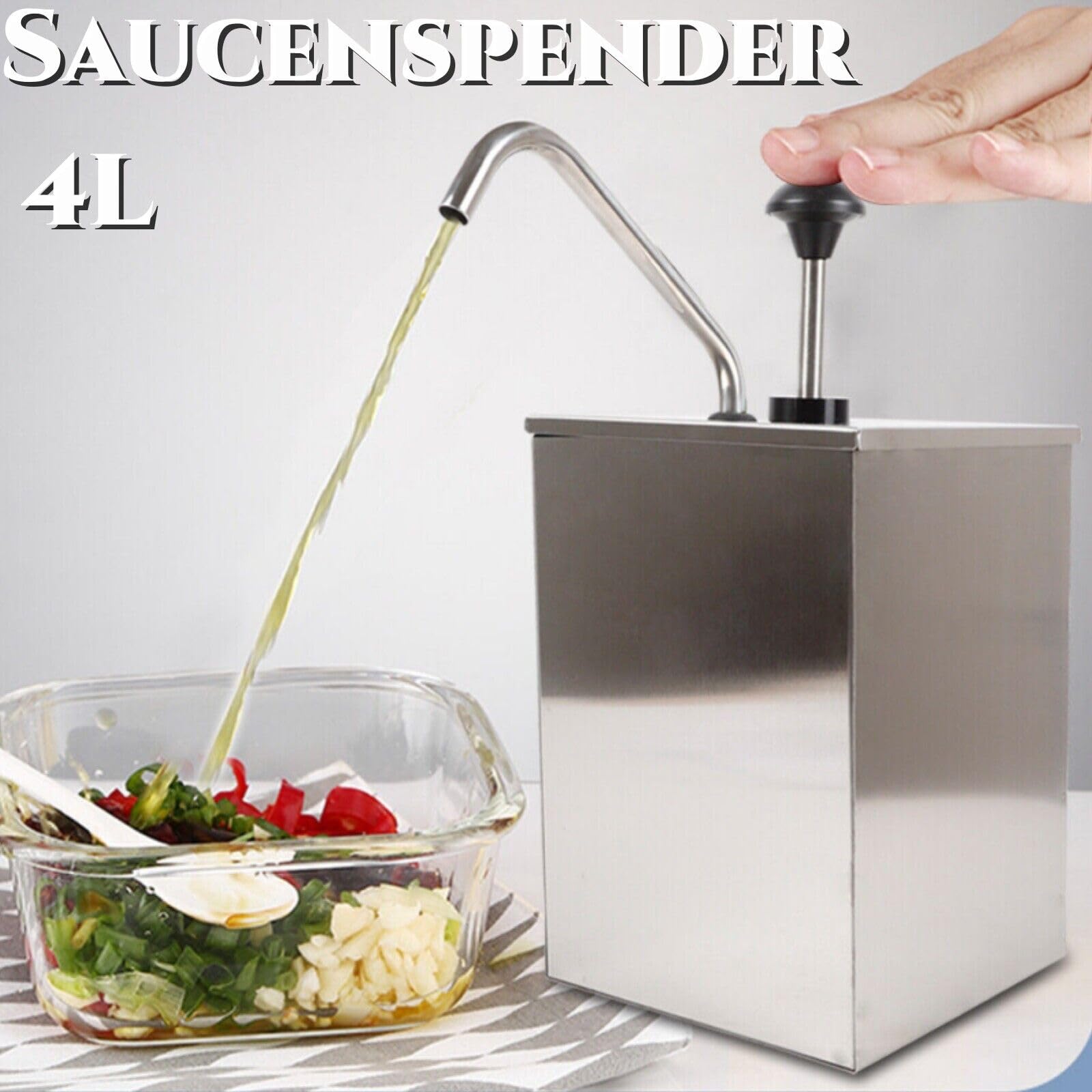 Edelstahl Sauce Dispenser 4L Condiment Flaschen Pumpspender Sauce Dispenser Dosierspender Senfspender Einköpfe Saucen Behälter Ketchup Senf Spender Küche Dosierspender mit 3 Pumpen/1 Pumpen (1 Pumpen)