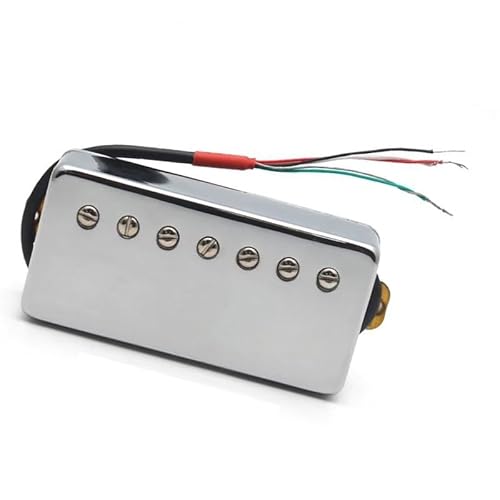 7-saitige Gitarre Mit Messingabdeckung, Humbucker, Geschlitzt, 8,5 K/14 K, Spulenteilungs-Tonabnehmer Für E-Gitarre e gitarren tonabnehmer (Color : Neck silver)