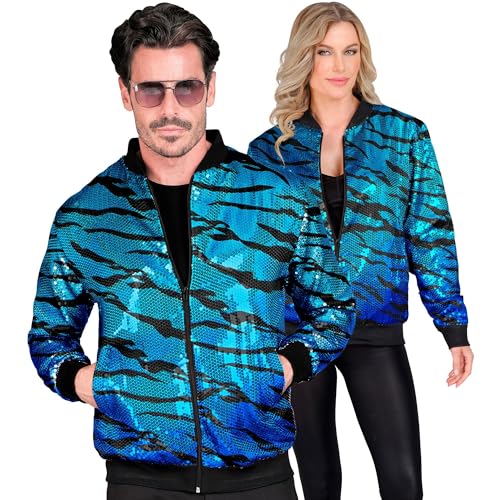 Widmann - Party Fashion Bomberjacke, Blue Waves, Pailletten Jacke, Weste, Party Outfit, Disco