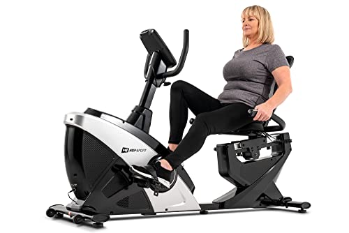 Hop-Sport Liegeergometer HS-070L mit Unterlegmatte - Liegeheimtrainer mit Bluetooth & App-Steuerung, 12 Trainingsprogramme Sitzergometer max. Nutzergewicht 150 kg (Silber/Schwarz)