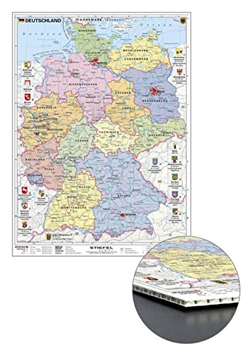 Deutschlandkarte Deutschland politisch mit Wappen, zum Pinnen, 56 x 76 cm (9709871700064)