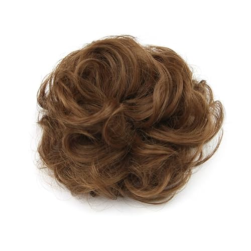 Haarteil Messy Curly Bun Schwarz Braun Haar Chignon Gummiband Haarknoten Donut Roller Haarteil Scrunchies Haarverlängerung(Copper)