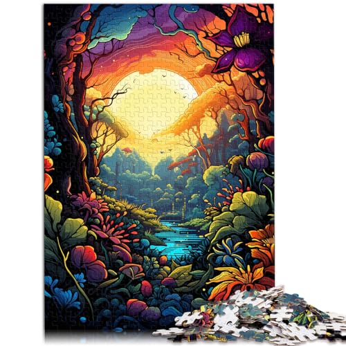 Puzzle-Spiele, farbenfrohes psychedelisches Dschungel-Puzzle, 1000 Teile für Erwachsene, vollständig ineinander greifenden und zufällig geformten Teilen, 1000 Stück (50 x 75 cm)