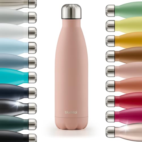 Blumtal® Trinkflasche Edelstahl Charles - Thermosflasche 1000 ml - BPA-freie Thermo Trinkflasche kalt&warm - auslaufsichere Trinkflasche Metall - Edelstahlflasche/Metallflasche - Mellow Rose - Rosa