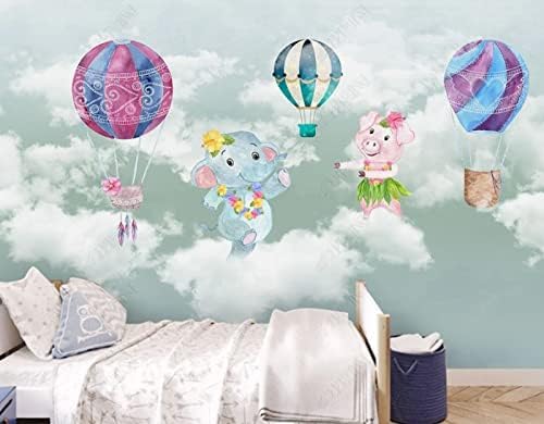 XLMING Hand Gezeichnet Heißluftballon Himmel Muster Küche Esszimmer Arbeitszimmer Wohnzimmer TV Hintergrund Wand 3D Tapete-200cm×140cm