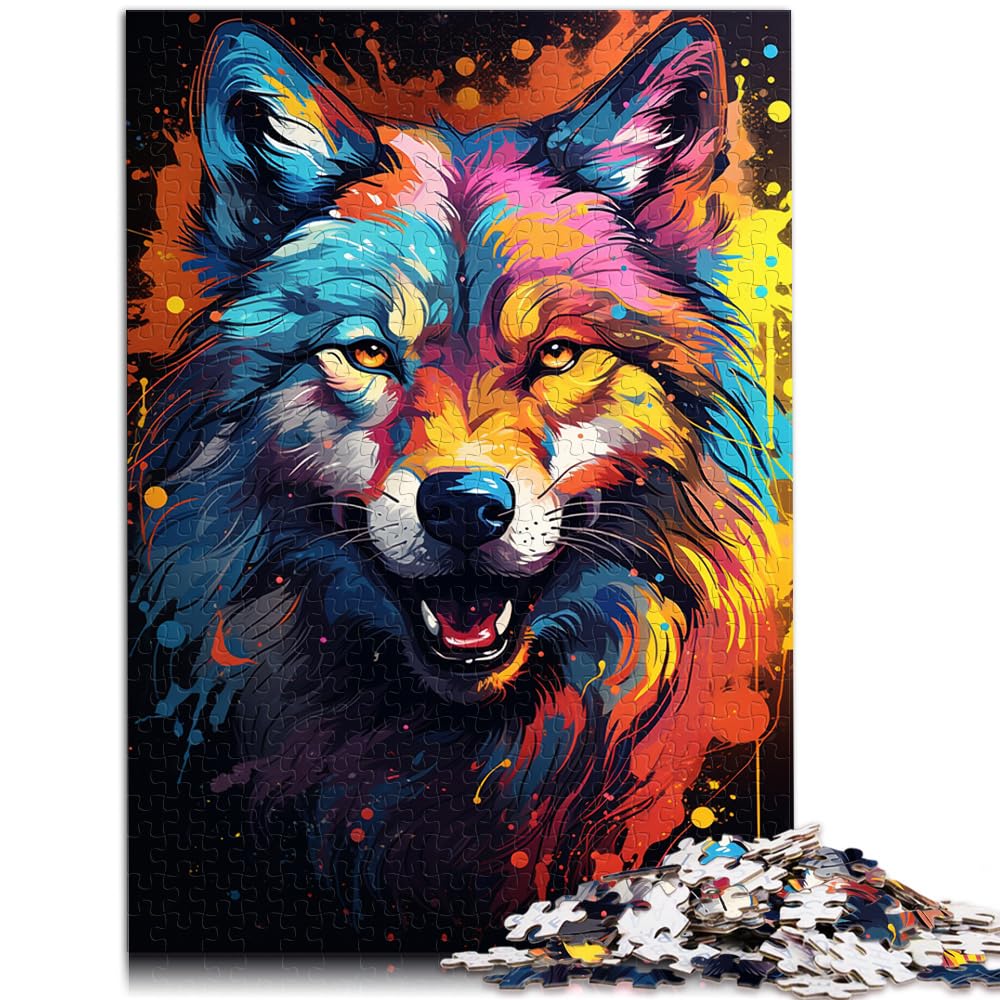 Puzzle für Erwachsene mit wildem, Buntem Wolf, 1000 Teile, Holzpuzzle, anspruchsvoll, Aber unterhaltsam und humorvoll, 1000 Teile (50 x 75 cm)