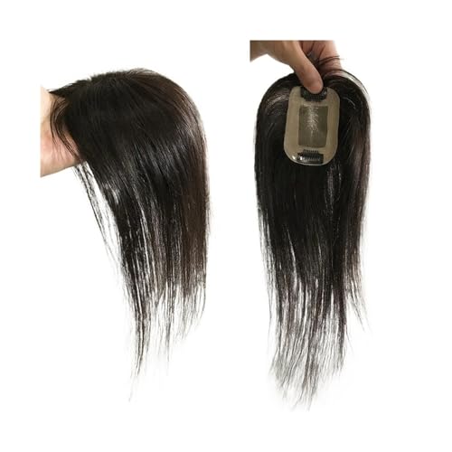 Haartopper für Frauen Echthaar-Topper, 7 x 10 cm, handgebundener Mono-Basis mit Clips im Haar, Toupet, 12 Zoll, glattes europäisches Remy-Haar, for Haarausfall oder dünner werdendes Haar Haarteil Topp