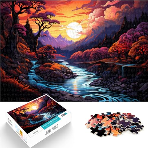 Puzzle, farbenfrohe Flussmalerei, Kunst, für Erwachsene, 1000 Teile, Puzzle-Geschenke, Holzpuzzle, anspruchsvoll, aber unterhaltsam und humorvoll, 1000 Teile (50 x 75 cm)