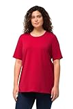 Ulla Popken Damen große Größen Übergrößen Plus Size T-Shirt, A-Linie, Rundhalsausschnitt, Halbarm rot 42+ 807264535-42+