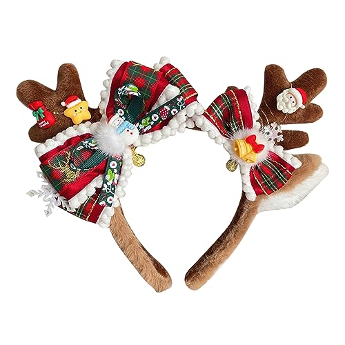 Weihnachtsmütze mit süßem Hirschgeweih, Lolitas, Haarspange, handgefertigt, Lolitas, Haarschmuck, niedliches Haar-Stirnband für Mädchen, Weihnachtshaarspange, handgefertigt, Weihnachts-Lolitas,