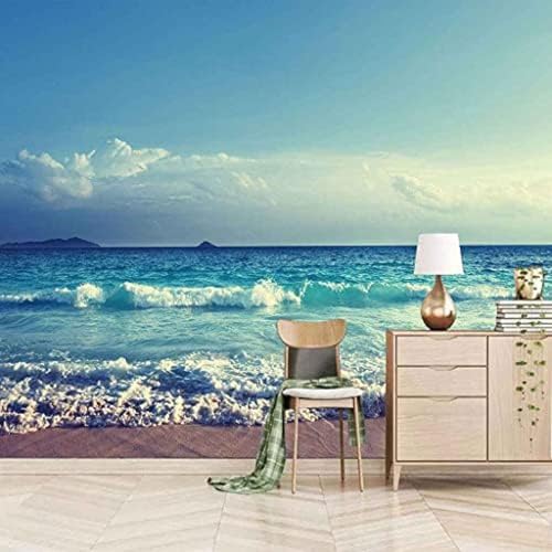 XLMING Beach Waves Meerblick Küche Esszimmer Arbeitszimmer Wohnzimmer TV Hintergrund Wand 3D Tapete-200cm×140cm