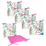 JACK 4er Set Motiv Outdoor Wende Stuhlkissen 40x40cm Lounge Kissen Wasserfest Sitzkissen Garten Lotus Effekt, Farbe:Flamingo