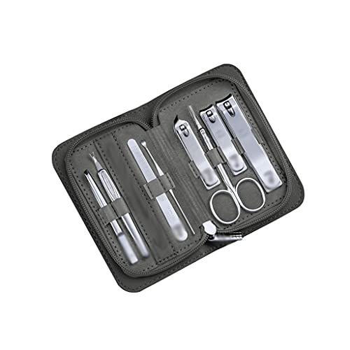 VSULZVNU Nagelpflege-Set, Nagelknipser-Set, 8-teilig, Edelstahl, Nagelset mit Pinzette, professionelles Maniküre-Set, Pflegeset, Pediküre-Set (Farbe: Grau)