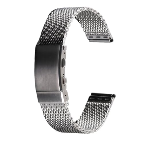 THBGTCNQ 316L Edelstahl Uhrenarmband mit massiver Faltschließe Edelstahl Uhrenarmband 18/20/22mm Herren- und Damenarmband einziehbare Tauchschließe(18mm)