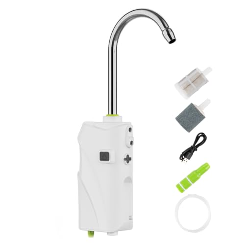 Kiudduy 3-In-1-Luftpumpe für Outdoor-Angeln, Sauerstoffanreicherung, USB, Intelligenter Sensor, Wasser-Sauerstoffpumpe, Tragbar, Intelligentes LED-Licht, Langlebig – Weiß