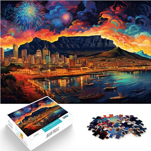 Puzzle Farbe Südafrika Kapstadt 1000-teiliges Puzzle für Erwachsene Puzzle Holzpuzzle als Geschenk für die ganze Familie und die 1000 Teile (50 x 75 cm)