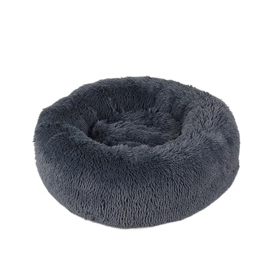 UVDS Katzenbett Haus Donut Rundes Sofa Zubehör Winter Haustierzubehör Warme Produkte Kissen Korb Kätzchen Matte for Katzenhundebetten (Color : Dark Grey, Size : 60cm)