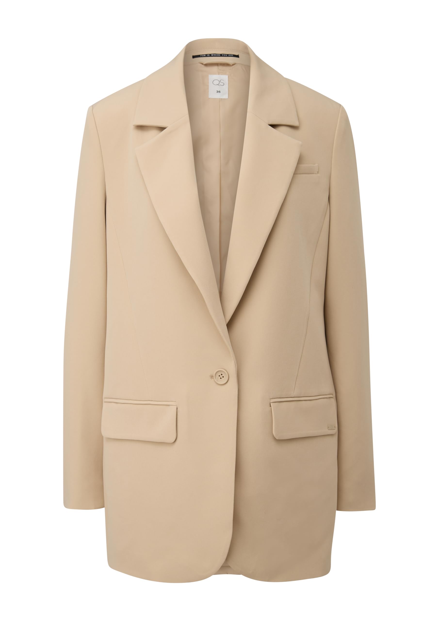 QS Damen 2140895 Blazer, beige 8170, 48