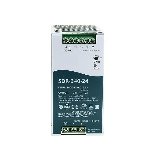 SDR-240 88–264 V AC auf DC 24 V 48 V 240 W industrielles DIN-Schienen-Schaltnetzteil mit einem Ausgang, 1 Stück (Größe: 24 V)