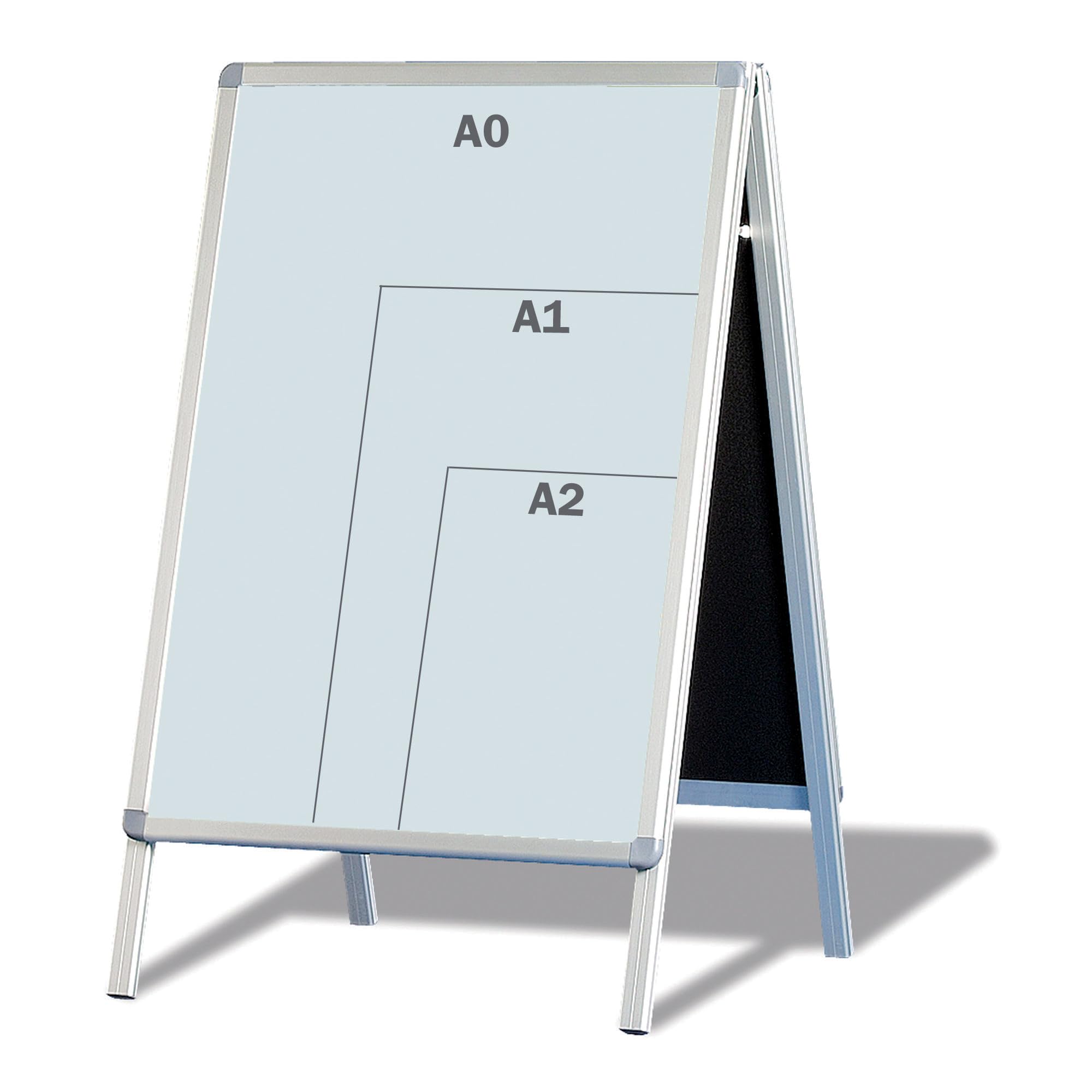 FRANKEN Plakatständer Kundenstopper A1 mit Klapprahmentechnik, freistehend, doppelseitig, Aluminiumrahmen, Standard, BSA1