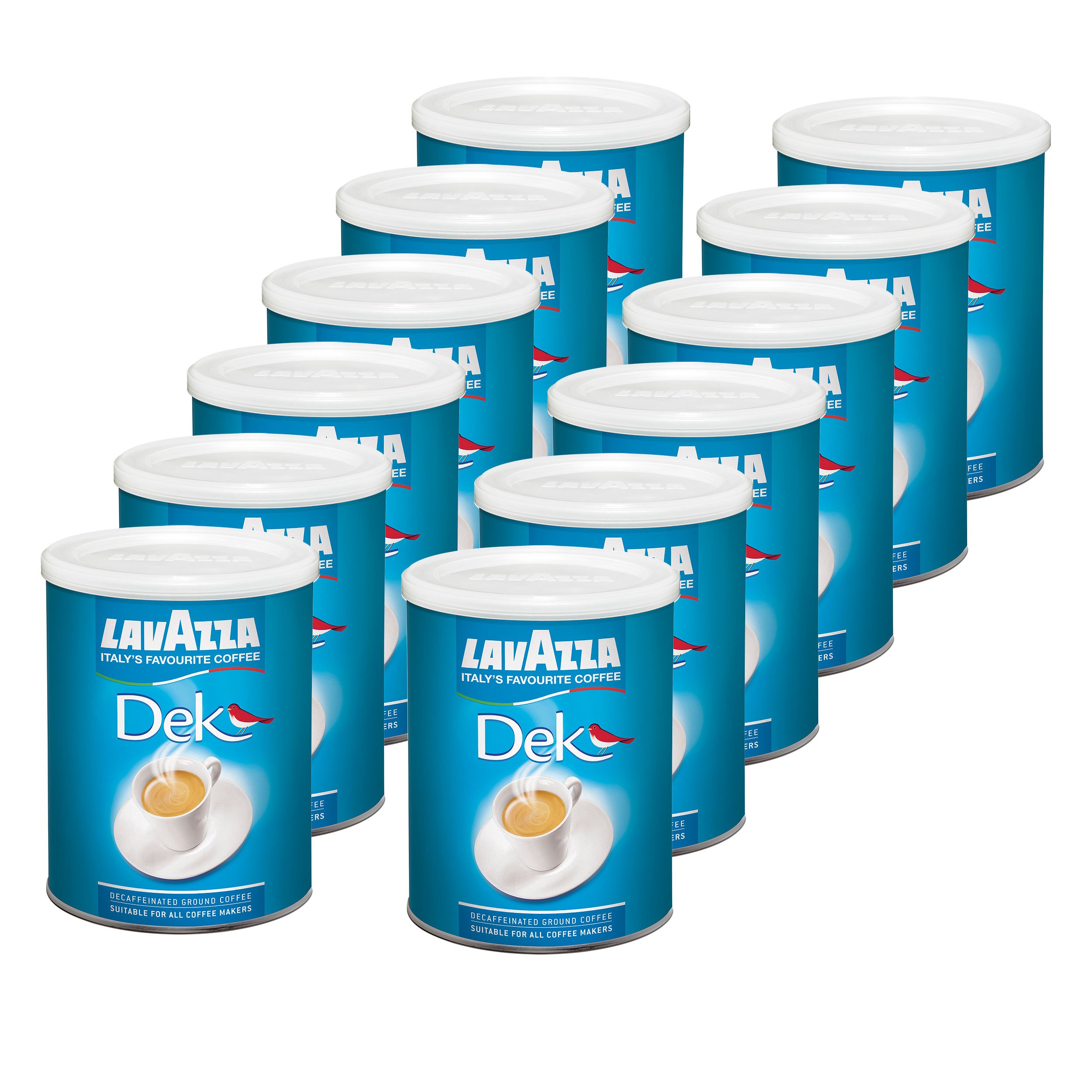 Lavazza Kaffee DEK, Decaf Espresso, Entkoffeinierter Bohnenkaffee Gemahlen, Dose, 12 x 250g