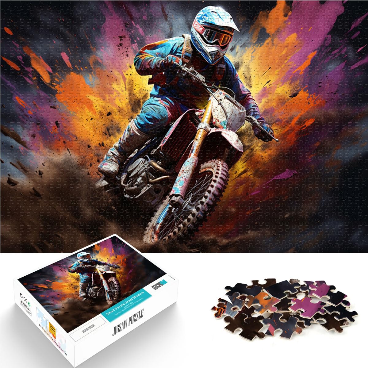 Puzzle zum Verschenken, verrückter Motorradfahrer, Puzzle 1000 Teile, Holzpuzzle, Familienaktivität, Puzzle, Lernspiele, 1000 Teile (50 x 75 cm)