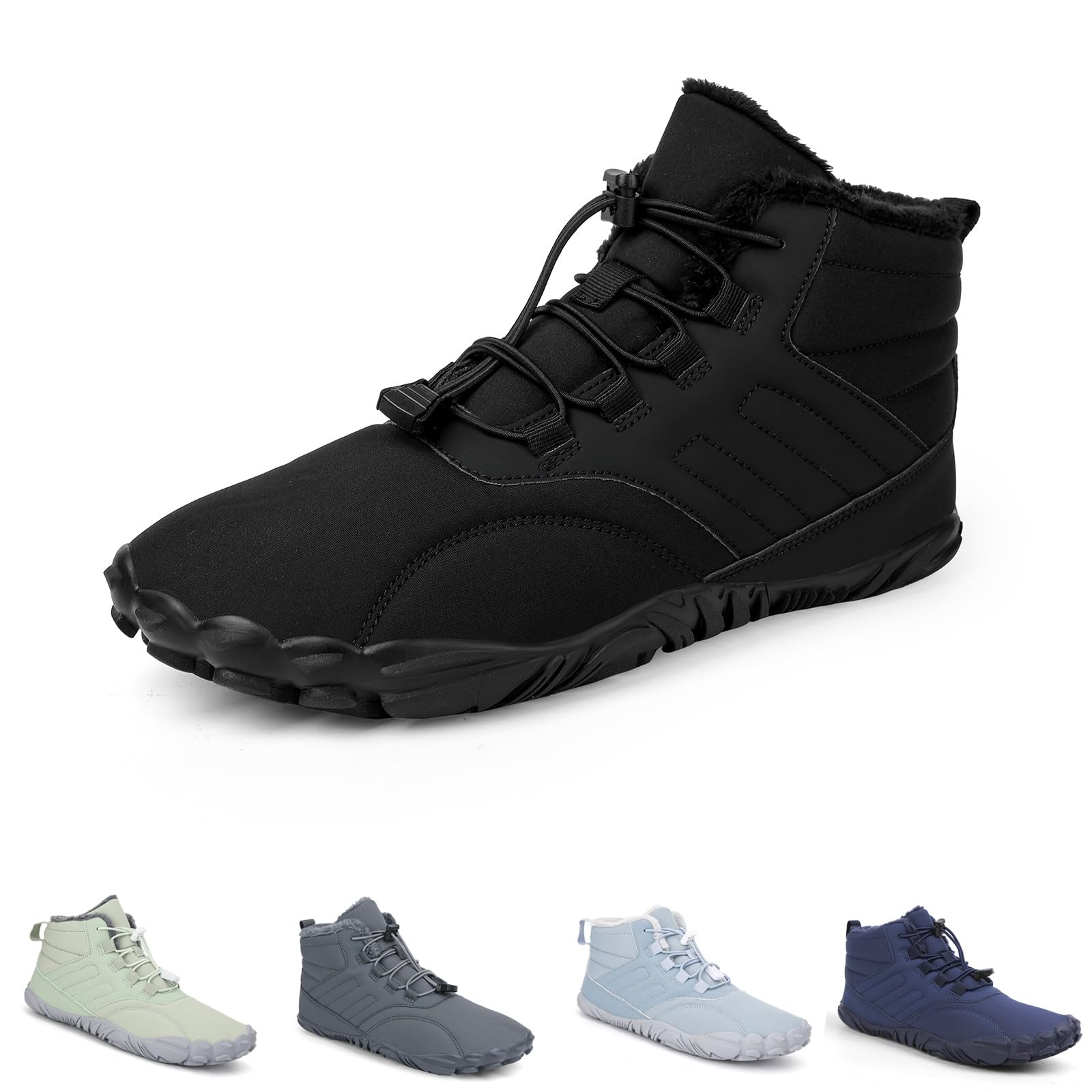 Barfuß-Wanderstiefel for den Winter, minimalistische Barfußschuhe for Herren und Damen, Trailrunning-Sneaker mit Zero-Drop-Sohle, breite Zehenpartie, gefütterte Barfußschuhe, Winterstiefel, minimalist