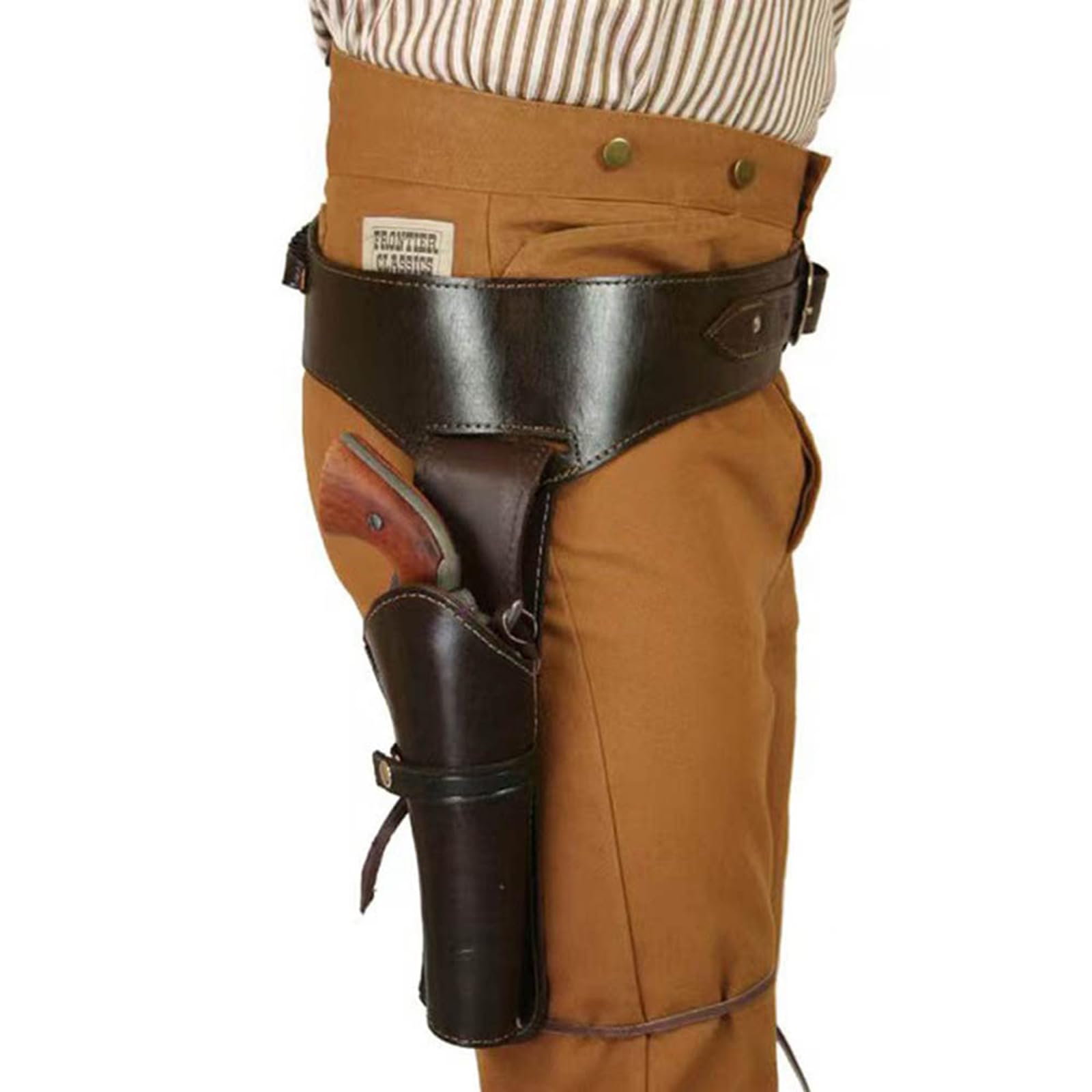 MDFCZXP Wikinger Pirat Steinschloss Holster, Steampunk Retro Taille Hängendes Leder Pistole Holster,Braun,25cm