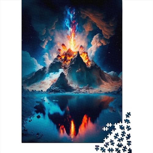 Kosmische Eruption-Puzzles für Erwachsene, 500-teiliges Holzpuzzle für Erwachsene und Teenager, ganze Familie und die (Größe: 52 x 38 cm)