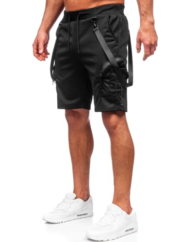 BOLF Herren Kurze Hose Sporthose Sweatshorts Laufshorts Shorts Bermudas Trainingshose Fußballhose Fitnesshose Sweathose Stretch Freizeithose Street Style HS7179 Schwarz M [7G7]