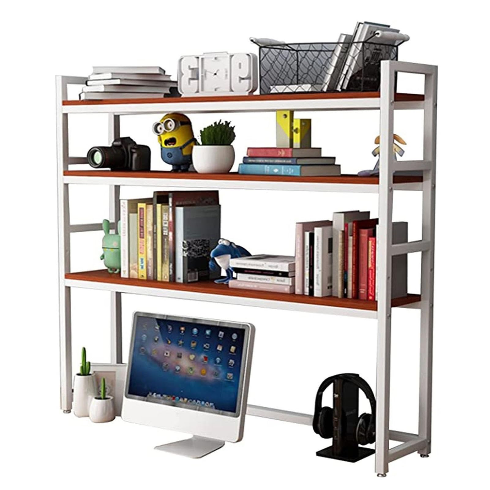 Schreibtisch-Bücherregal für Computer – verstellbares Schreibtisch-Bücherregal-Organizer-Rack, Schreibtisch-Bücherregal-Aufbewahrungsregal, Metall-Arbeitsplatten-Ständer-Bücherregal, für Zuhause/Bür