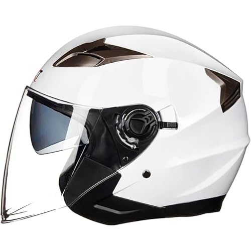 BYFHHHH 3/4-Motorradhelm Mit Offenem Gesicht Für Männer Und Frauen, Retro-Helm Mit Doppelvisier, DOT/ECE-Geprüfter Cooler Motorradhelm Für Roller, Moped, Straße G,M=55~57CM