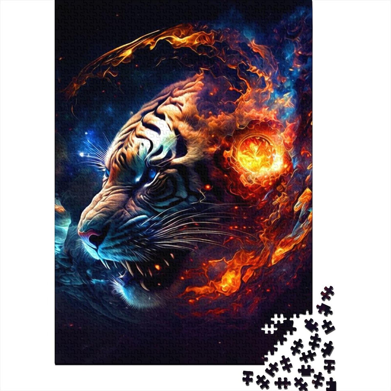 1000-teiliges Puzzle für Erwachsene und Teenager. Tiger-Holzpuzzle für Erwachsene ganze Familie und das 75 x 50 cm