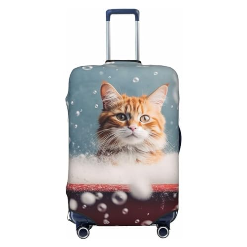 CSGJMYGS Reisegepäck-Abdeckung, elastisch, waschbar, modisch, kratzfest, Motiv: Katze im Schnee, Badewanne, Koffer-Schutz, passend für 45,7 - 81,3 cm Gepäck, Schwarz , XL