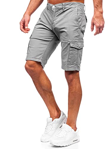 BOLF Herren Cargo Shorts Kurze Hose Cargohose Sommer Bermudas Outdoor Jogginghose Sporthose Kurzschlauch Stretch Freizeithose Camo Military Army J705 Grau XXL [7G7]