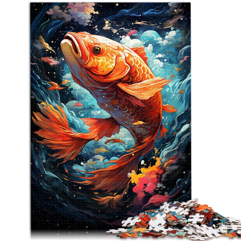 Puzzle | Puzzles Bunter Fantasie-Goldfisch für Erwachsene, 1000 Teile, Puzzle-Geschenke aus Holz, schwieriges, schweres Puzzle für Frauen und Männer, 1000 Teile (50 x 75 cm)