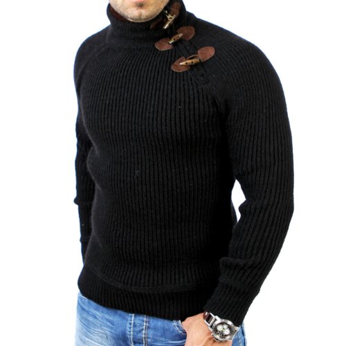 Reslad Herren Pullover RS-3915 Schwarz Größe 2XL