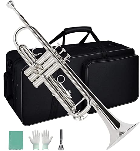 Messing Standard BB Trompeteninstrument Für Studentenanfänger (Color : Nickel Plated)