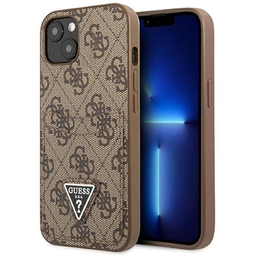 Guess GUHCP13MP4TPW Hülle für iPhone 13 6,1" braun/Brown hardcase 4G Triangle Logo Cardslot