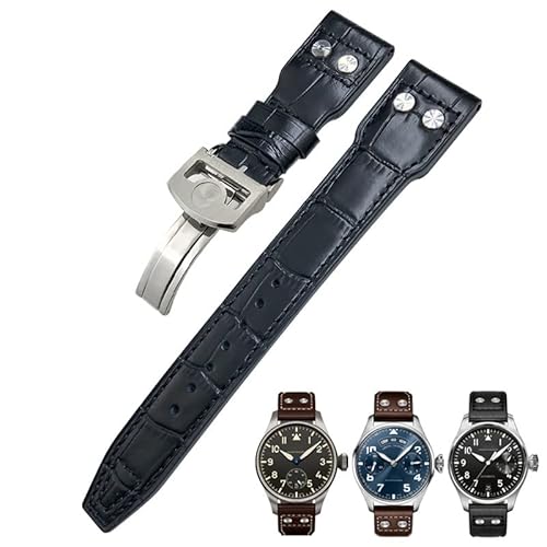 NEYENS Uhrenarmband aus echtem Leder, 22 mm, passend für IWC Big Pilot Watch IW3777, Kalbslederband, Gold Buckle, Achat