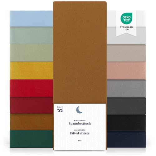 Blumtal® Spannbettlaken 90x200cm 2er Pack - Spannbettlaken Microfaser - Oekotext zertifizierte Bettlaken 90x200cm 2er Set - Spannbetttuch 90x200 cm - Bettbezug 90x200cm - Pumpkin Spice - Laken - Braun