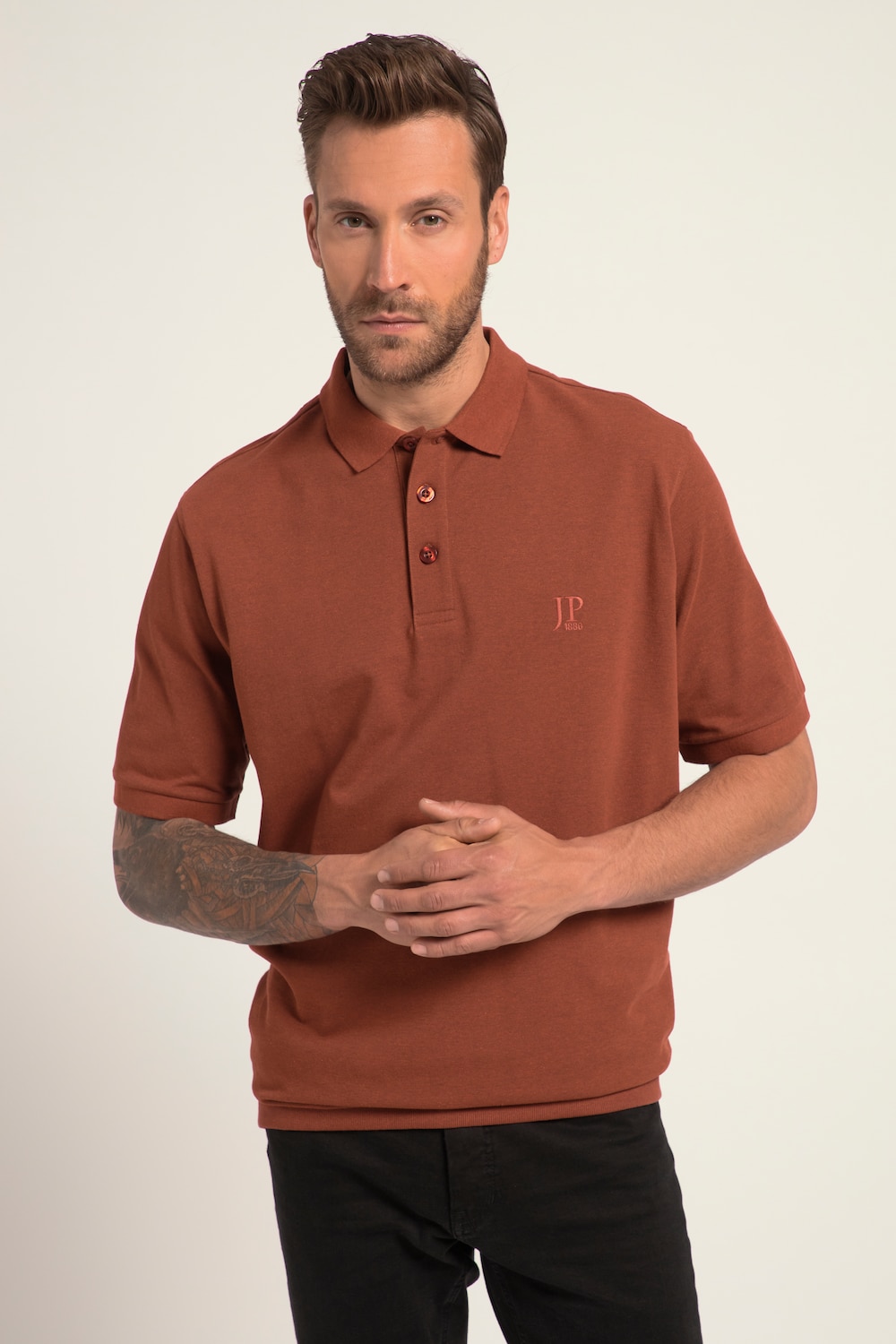 Große Größen Poloshirt, Herren, rot, Größe: XXL, Baumwolle/Polyester, JP1880