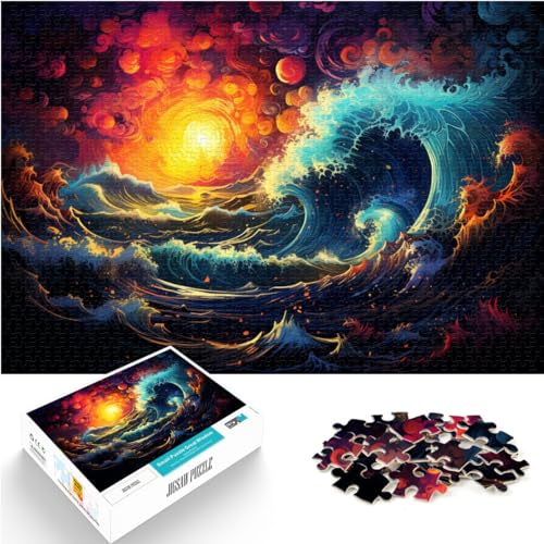 Puzzle, Lernspiele, Fantasie-Sonnenuntergangswellen, 1000 Teile, Puzzle für Erwachsene, Holzpuzzle, Geschenke für Freunde und Familie, 1000 Teile (50 x 75 cm)